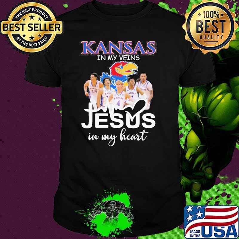 Kansas Jayhawks in my veins Jesus in my heart shirt