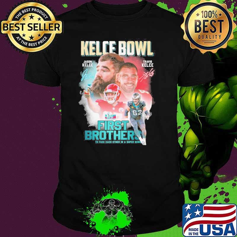 Kelce bowl first brothers to face each other in a super bowl Jason Kelce Travis Kelce signatures shirt