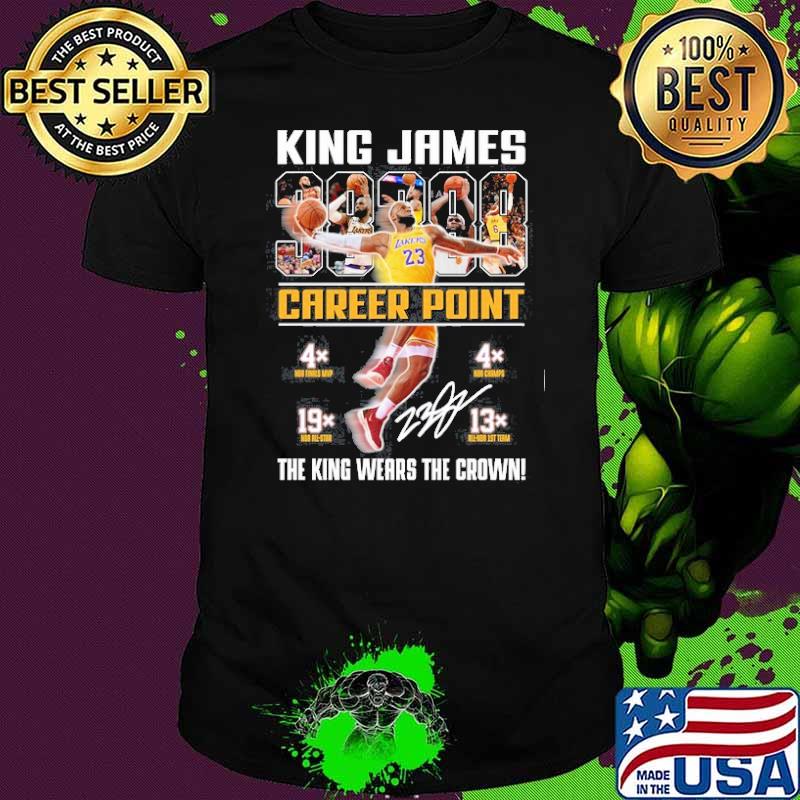 King James carrer point the king wears the crown signature shirt
