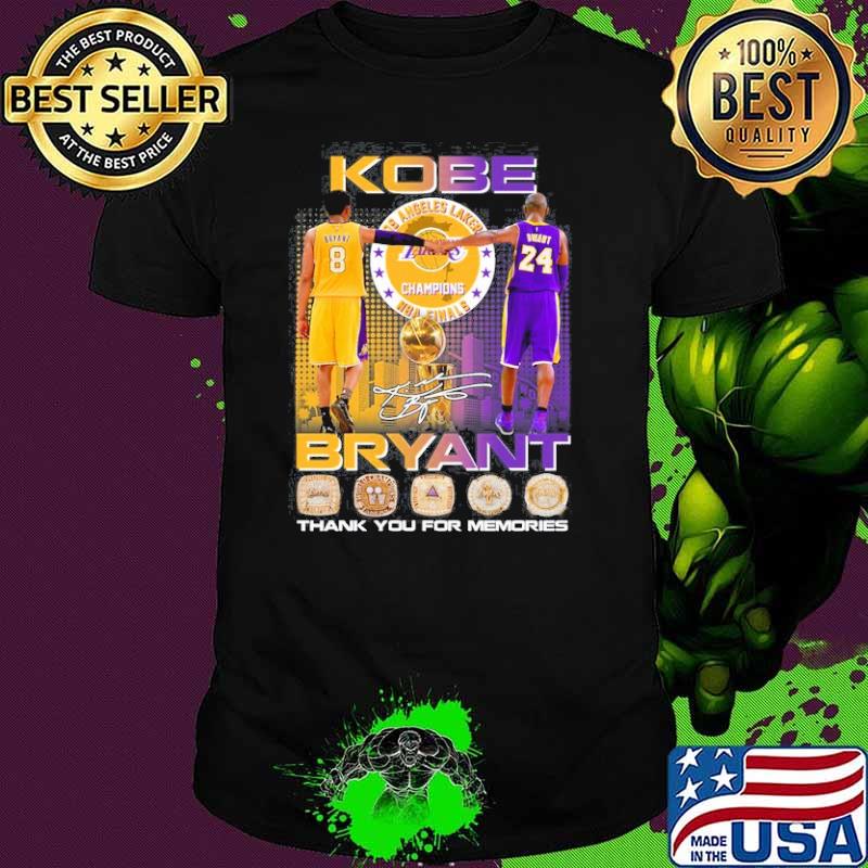 Kobe Bryant Lakers champions NBA finals thank you for memories signature shirt