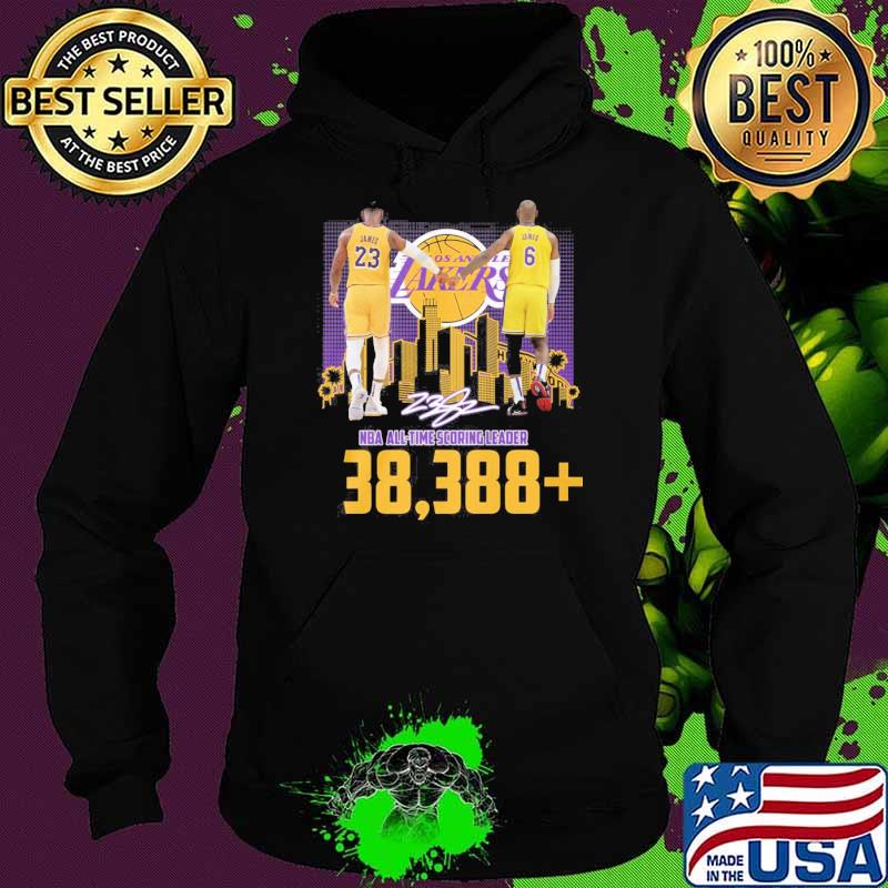 Los Angeles Lakers NBA All time scoring leader 38,388 James signature s Hoodie Los Angeles Lakers NBA All time scoring leader 38,388 James signature s Hoodie