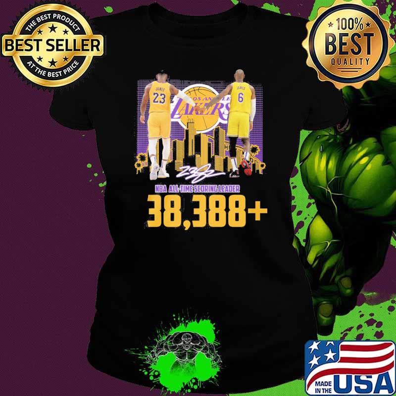 Los Angeles Lakers NBA All time scoring leader 38,388 James signature s Ladies tee Los Angeles Lakers NBA All time scoring leader 38,388 James signature s Ladies tee