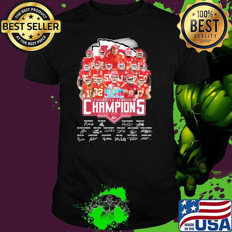 LVII Super bowl champions Kansas city chiefs football signatures shirt