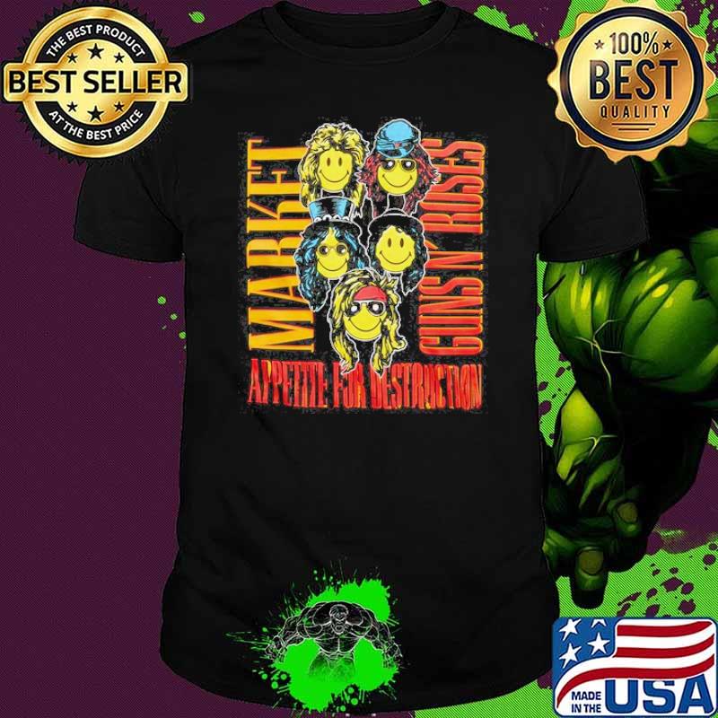 Market Guns N'roses appetite for destruction smiley shirt