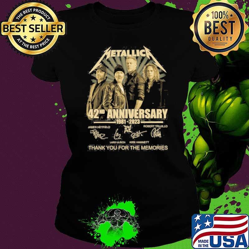 Metallic 42nd anniversary 1981-2023 tahnk you for the memories signatures s Ladies tee Metallic 42nd anniversary 1981-2023 tahnk you for the memories signatures s Ladies tee