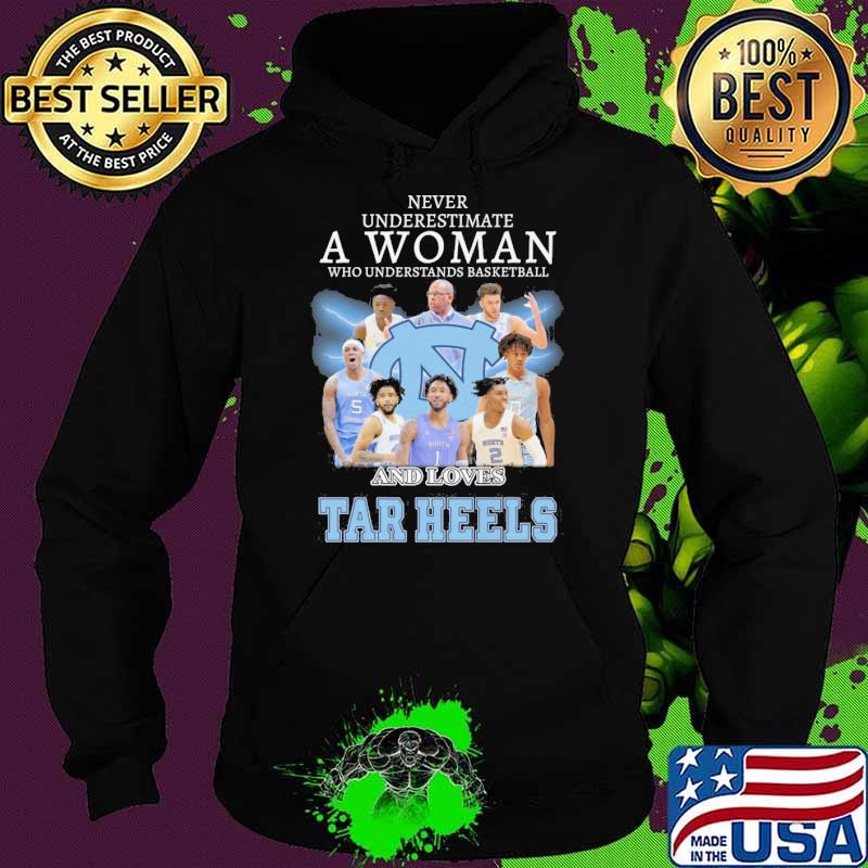 Never underestimate a woman who understands basketball and loves Tar Heels s Hoodie Never underestimate a woman who understands basketball and loves Tar Heels s Hoodie