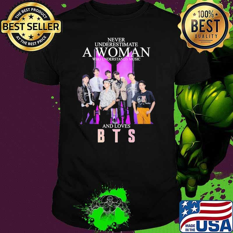 Never underestimate a woman who understands music and loves BTS Korean shirt