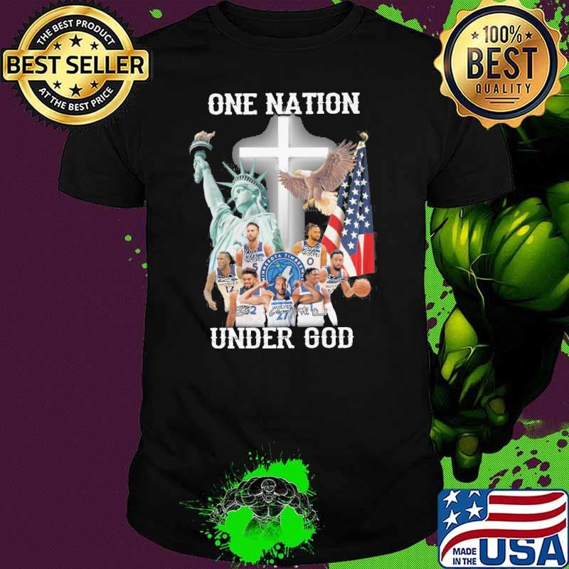 One nation under god Minnesota timberwolves signatures America flag shirt