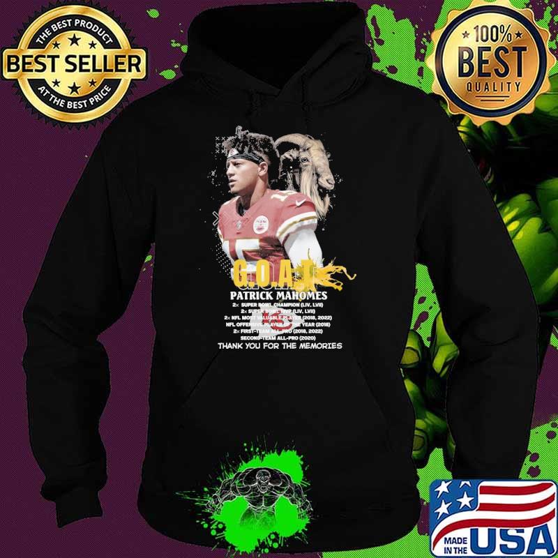 Patrick Mahomes goat super bowl champion thank you for the memories s Hoodie Patrick Mahomes goat super bowl champion thank you for the memories s Hoodie