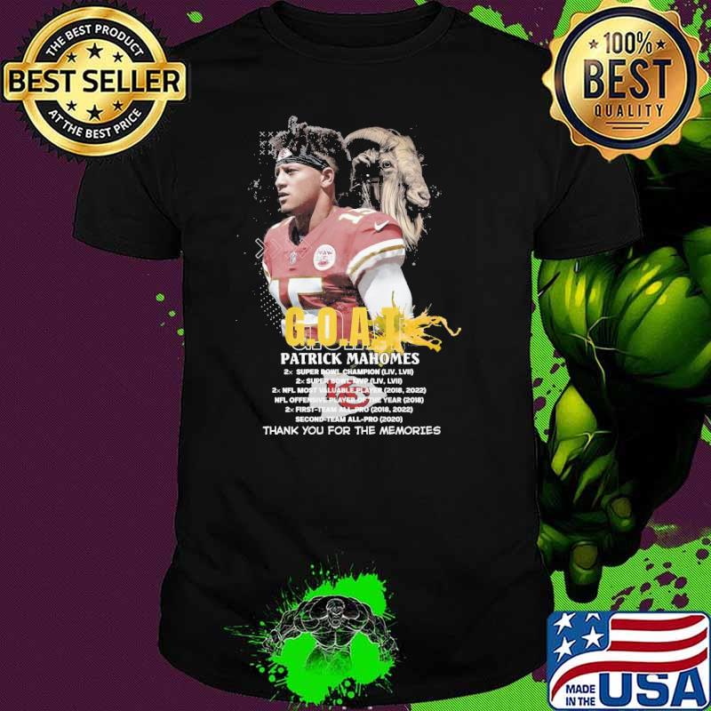 Patrick Mahomes goat super bowl champion thank you for the memories shirt Patrick Mahomes goat super bowl champion thank you for the memories shirt