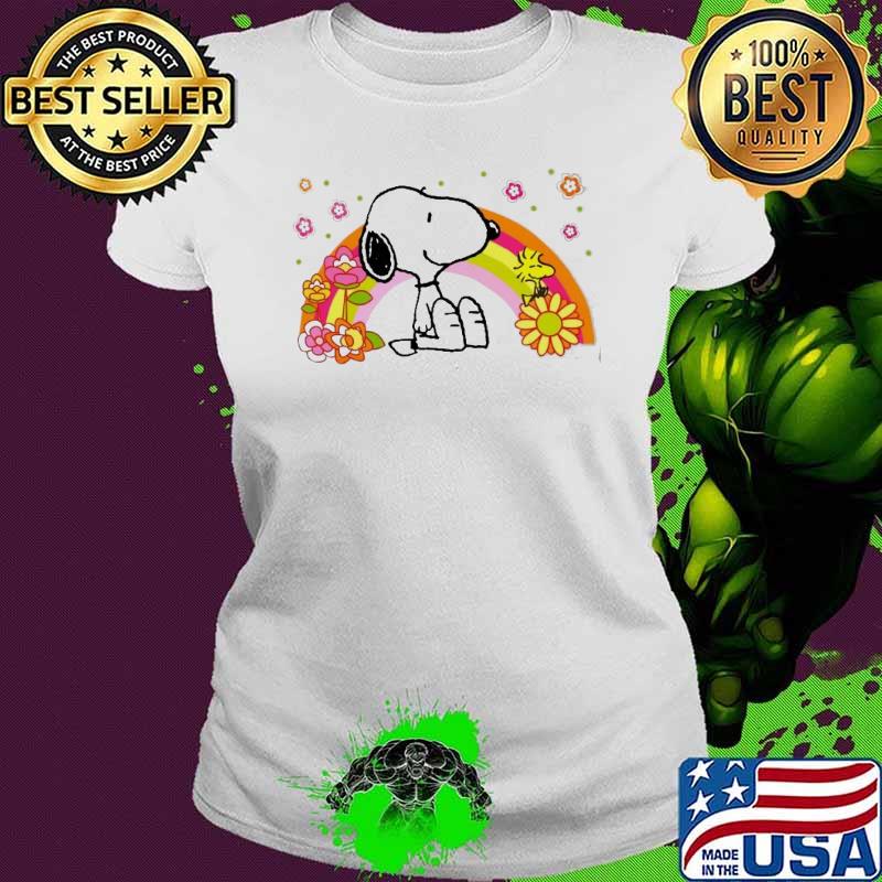 Snoopy and woodstock rainbow flower s Ladies tee Snoopy and woodstock rainbow flower s Ladies tee