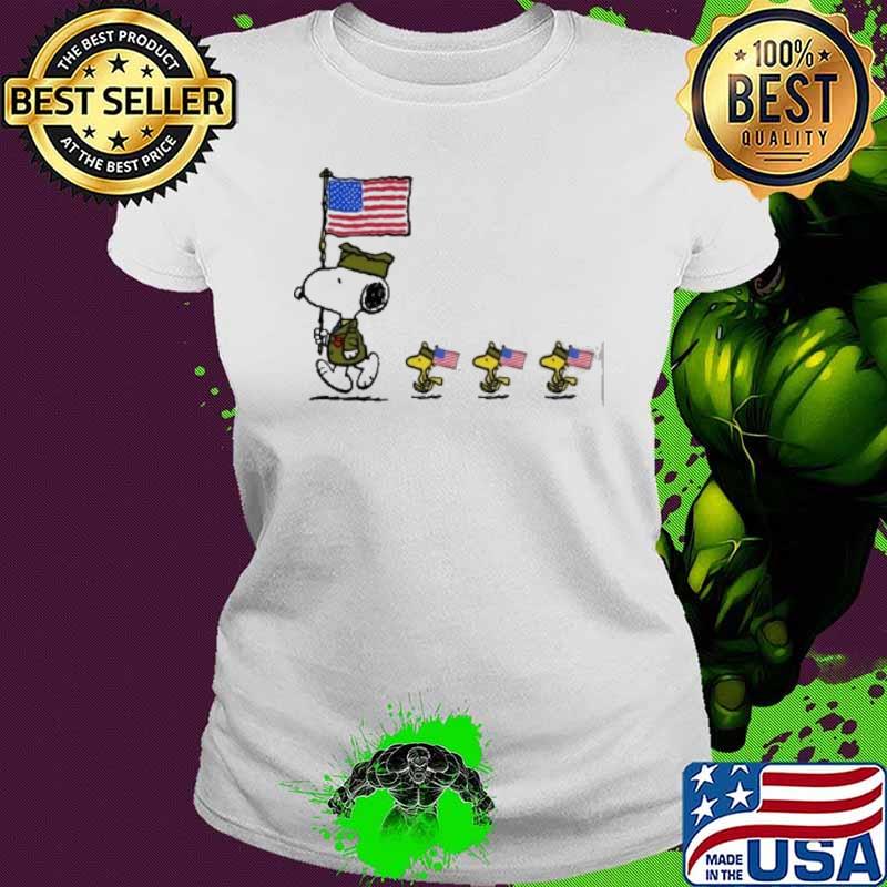 Snoopy and woodstocks Veteran American flag s Ladies tee Snoopy and woodstocks Veteran American flag s Ladies tee