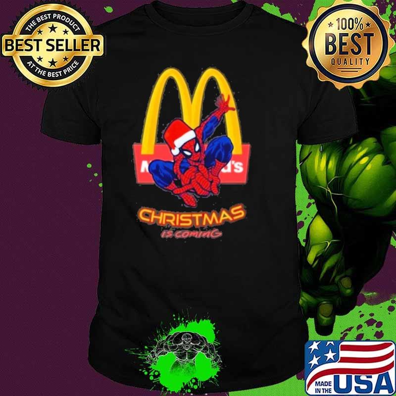 Spiderman christmas is coming McDonald's shirt