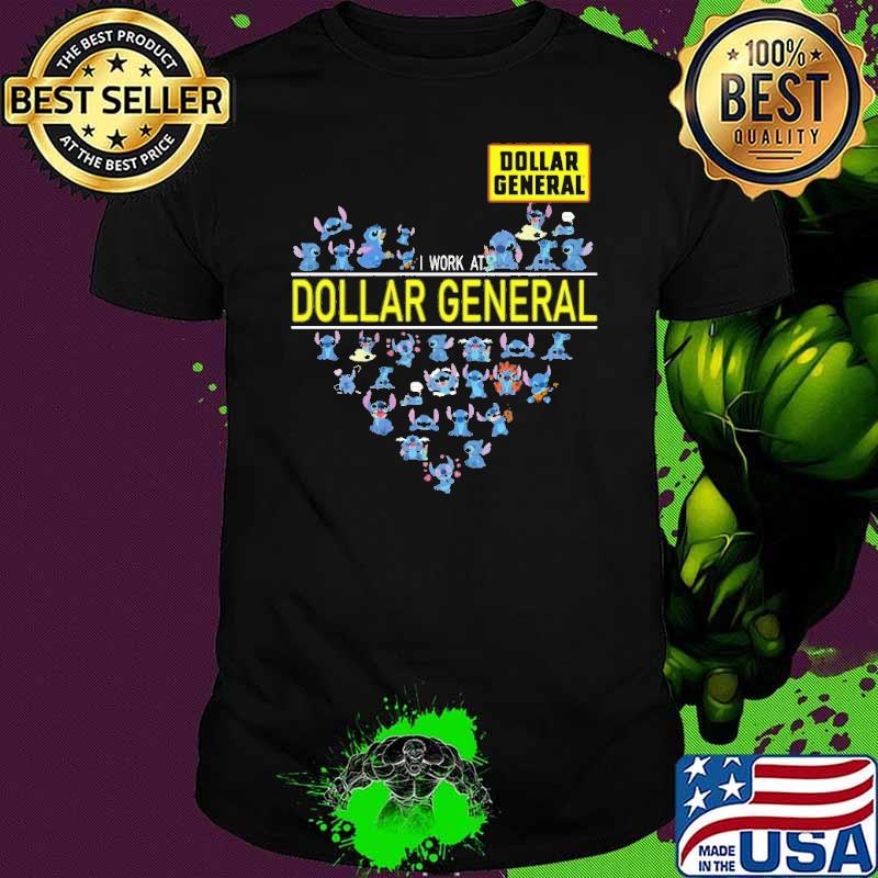 Stitch I work at Dollar General sorry heart shirt