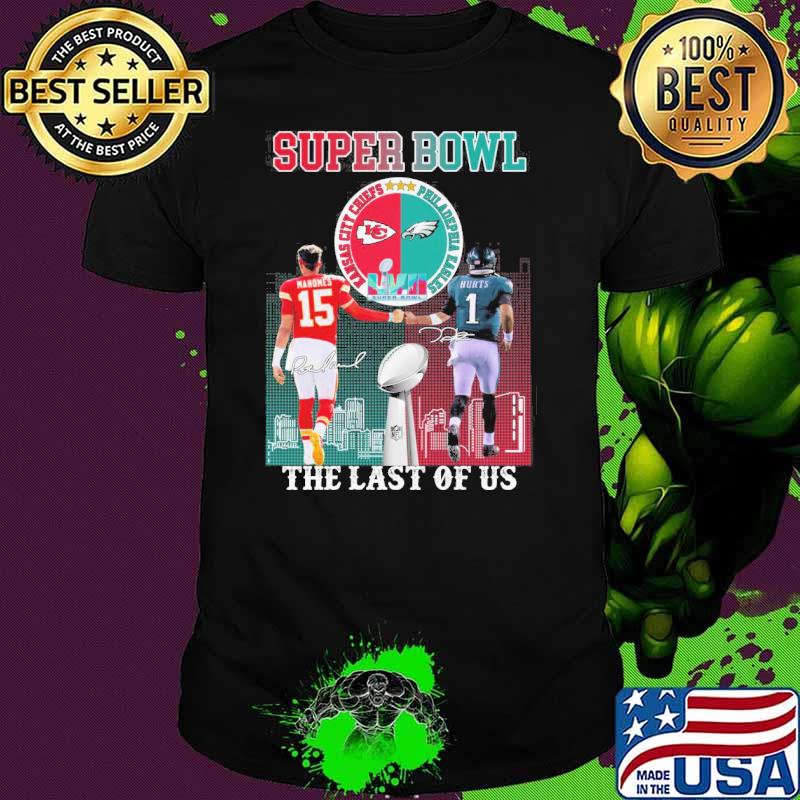 Super Bowl the last of us Kansas city Chiefs Philadephia Eagles LVII signatures shirt