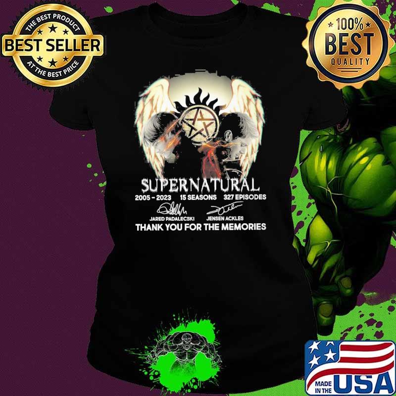 Supernatural thank you for the memories Jared Padalecski Jensen Ackles signatures s Ladies tee Supernatural thank you for the memories Jared Padalecski Jensen Ackles signatures s Ladies tee
