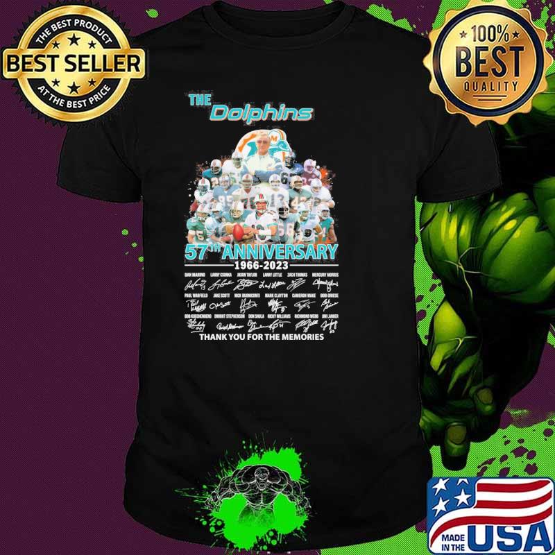 The Dolphins 57th anniversary 1966-2023 thank you for the memories signatures shirt The Dolphins 57th anniversary 1966-2023 thank you for the memories signatures shirt