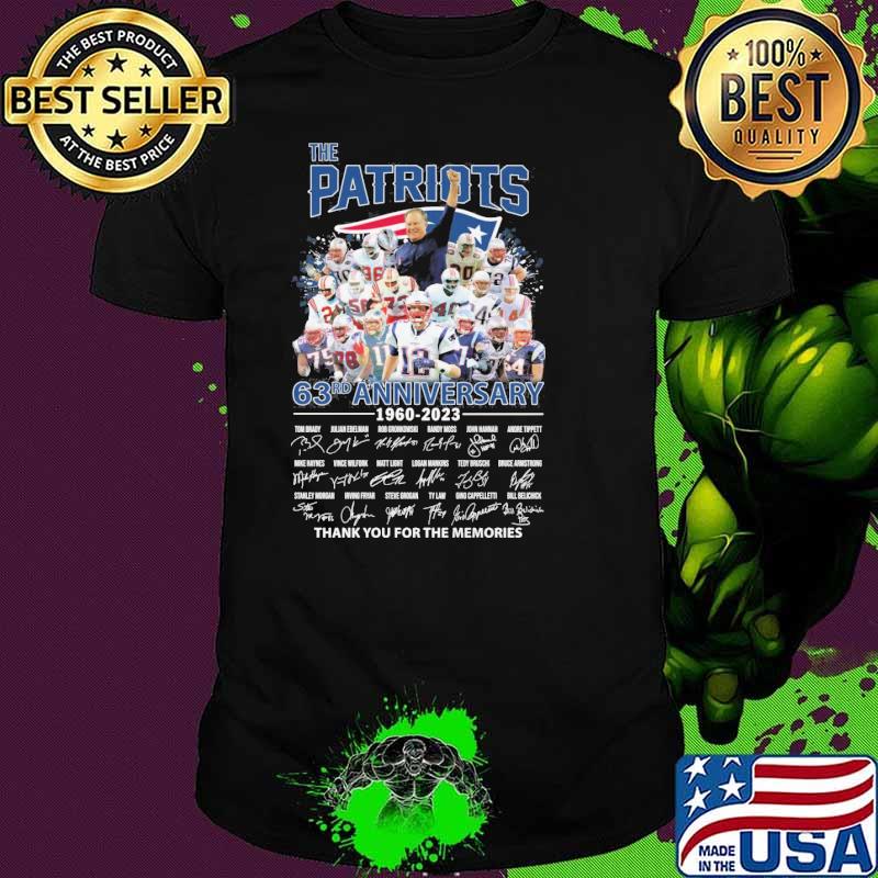 The Patriots 63rd anniversary 1960-2023 thank you for the memories signatures shirt
