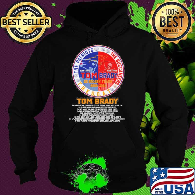 The Patriots The buccaneers the goat Tom Brady 22 golden years 2000-2022 s Hoodie The Patriots The buccaneers the goat Tom Brady 22 golden years 2000-2022 s Hoodie