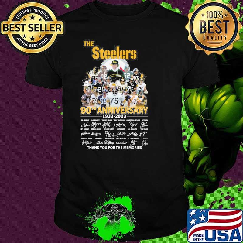 The Steelers 90th anniversary 1933-2023 thank you for the memories signatures shirt