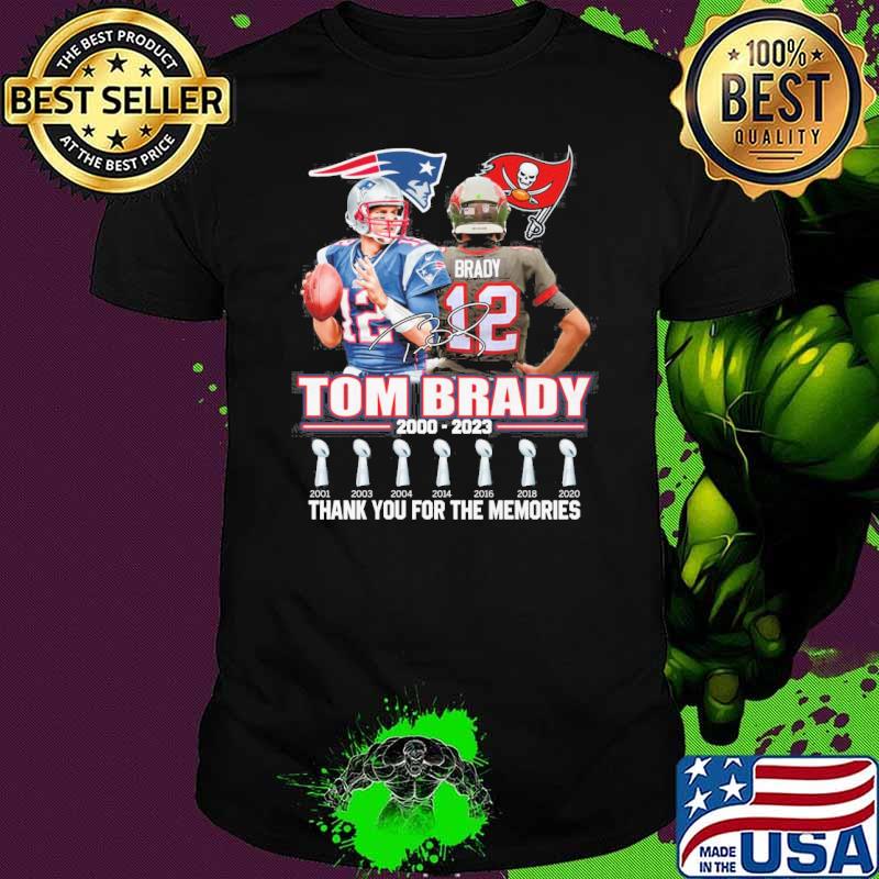 Tom Brady 2000-2023 thank you for the memories signatures shirt