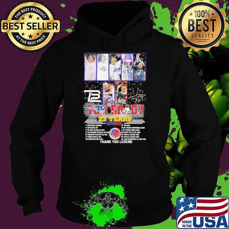 Tom Brady 23 years thank you legend New England Patriots and Tampa Bay Buccaneers signature s Hoodie Tom Brady 23 years thank you legend New England Patriots and Tampa Bay Buccaneers signature s Hoodie