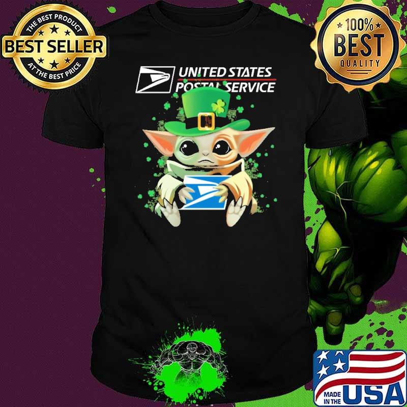 United States Postal Service baby yoda hug USPS St.Patrick's day shirt