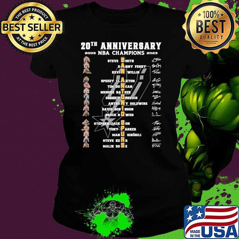 20th anniversary 2003 2023 San Antonio Spurs signatures s Ladies tee 20th anniversary 2003 2023 San Antonio Spurs signatures s Ladies tee