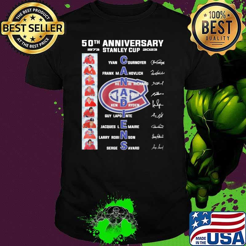 50th anniversary Stanley cup 1973 2023 Canadiens Yvan Cournoyer signatures shirt