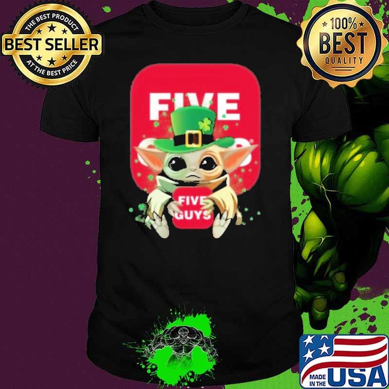 Baby yoda hug Five Guys St.Patrick's day shirt