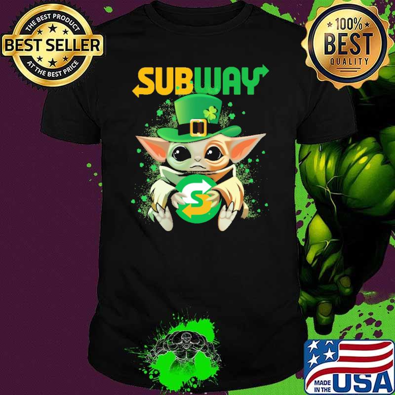 Baby yoda hug Subway St.Patrick's day shirt