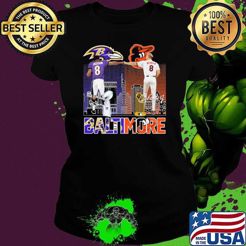 Baltimore Ravens Jackson Baltimore Orioles Ripken signatures s Ladies tee Baltimore Ravens Jackson Baltimore Orioles Ripken signatures s Ladies tee