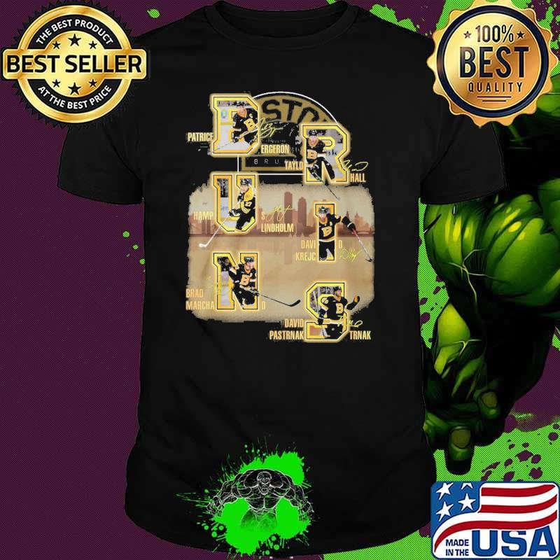 Bruins Patrice Ergeron Taylor Hall Hampus Lindholm signatures shirt