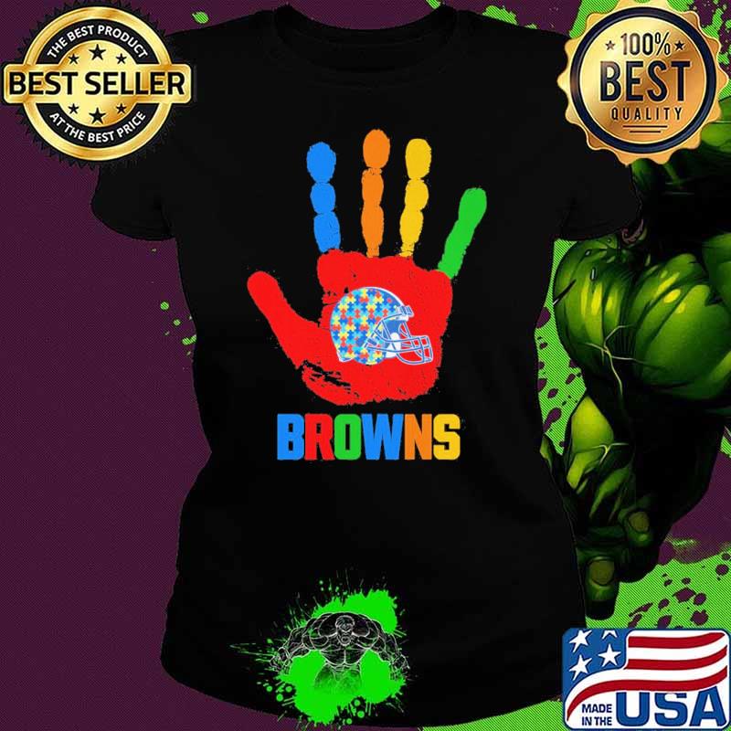 Cleveland Browns Hand color autism s Ladies tee Cleveland Browns Hand color autism s Ladies tee