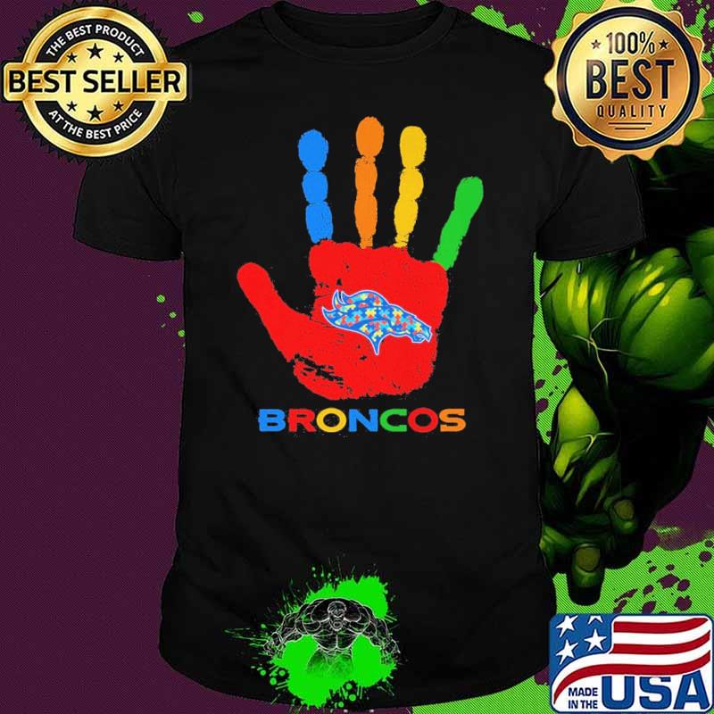 Denver Broncos Hand color autism shirt