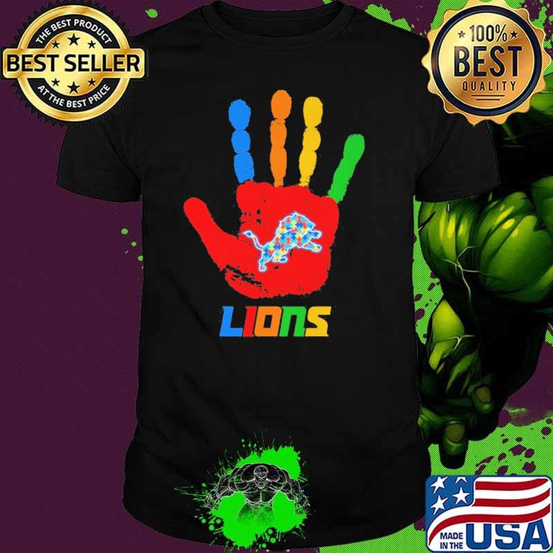 Detroit Lions Hand color autism shirt