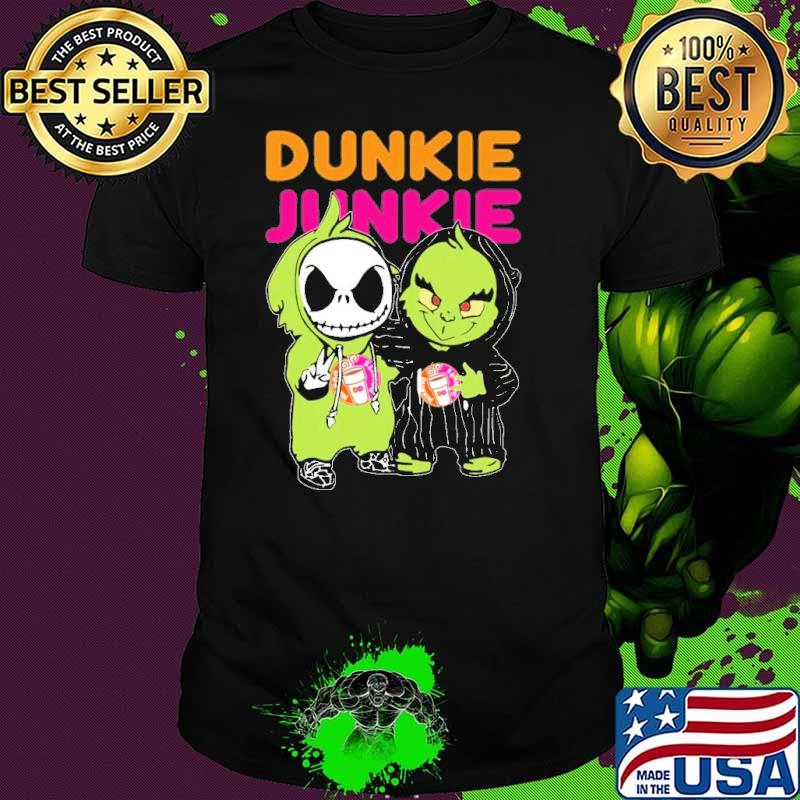 Dunkin' Donuts Dunkie Junkie Grinch and jack skellington shirt
