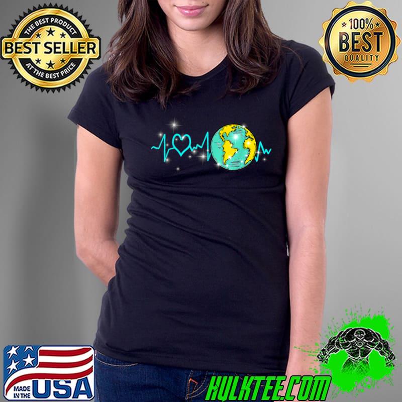 Earth Day Heartbeat Recycling Climate Change Activism T-Shirt