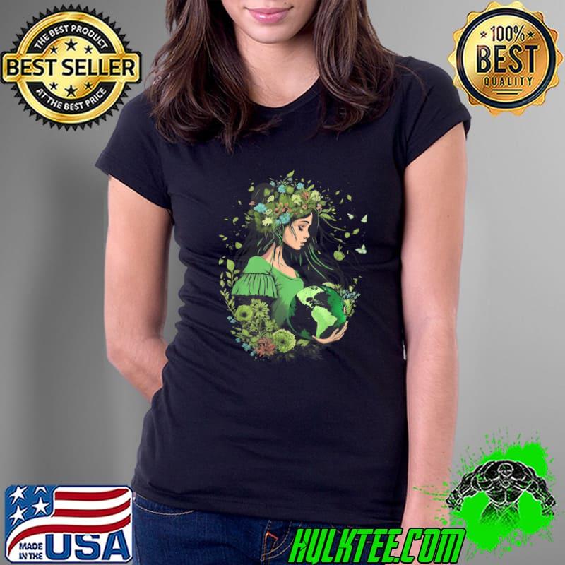 Earth Day Save Our Planet Green Mother Flowers T-Shirt