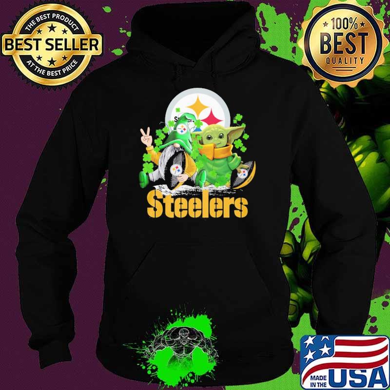 Gnome and Baby yoda hug Steelers St.Patrick's day s Hoodie Gnome and Baby yoda hug Steelers St.Patrick's day s Hoodie