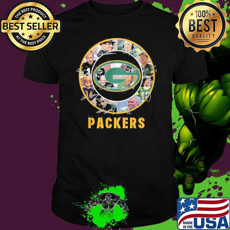 Green bay Packers logo signatures shirt Green bay Packers logo signatures shirt