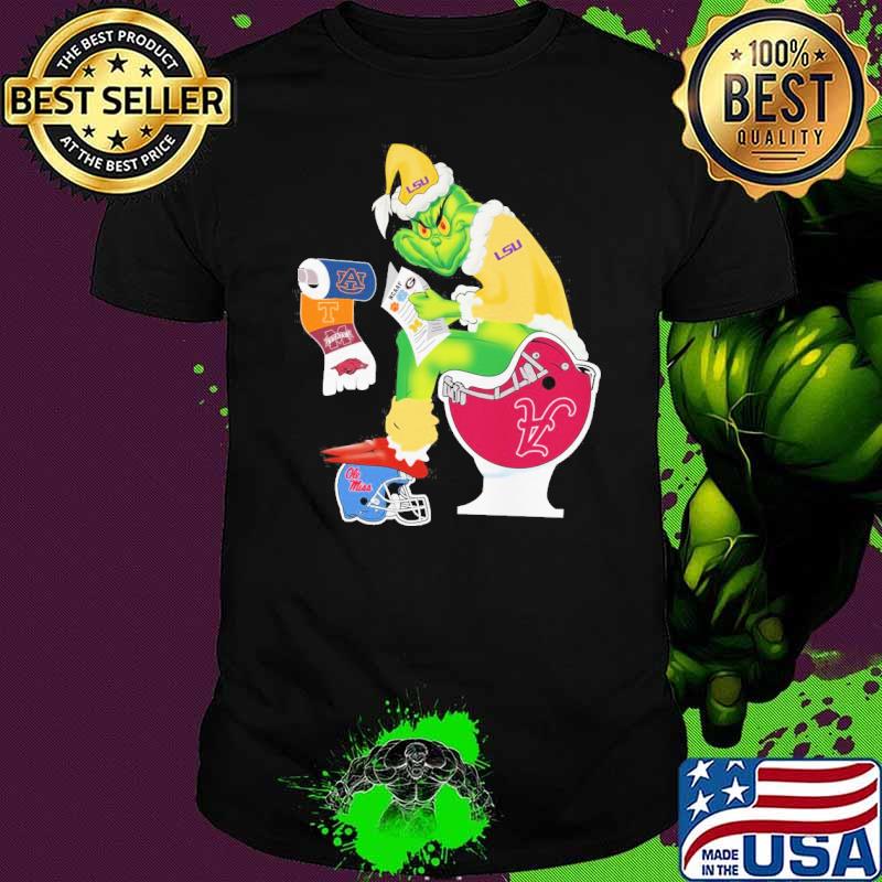 Grinch Santa Alabama Crimson Tide Sitting LSU Tigers Toilet Auburn Tigers Texas A&M Aggies ole miss rebels shirt