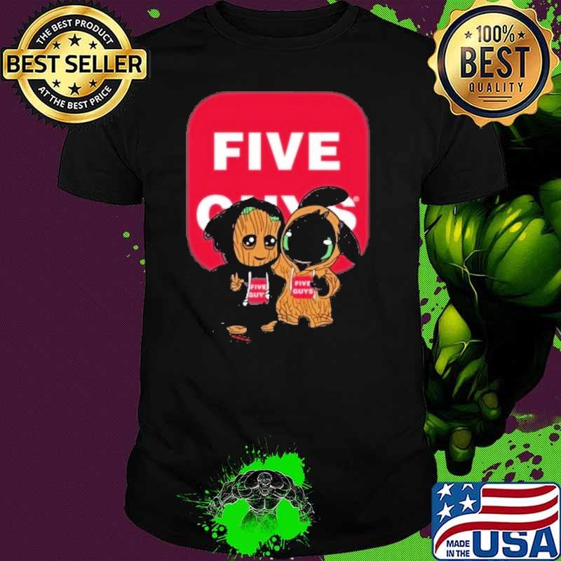 Groot and Toothless five guys shirt