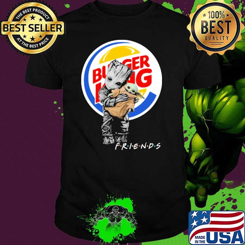 Groot hug baby yoda friends Burger king shirt