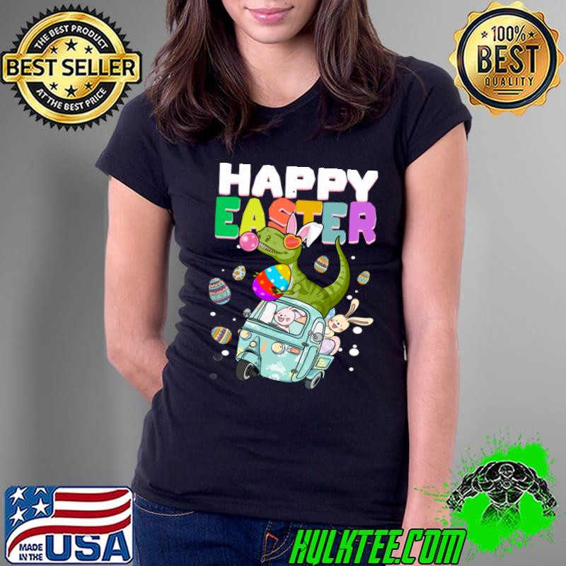 Happy Easter Day Bunny Riding With Dinosaur T-Shirt