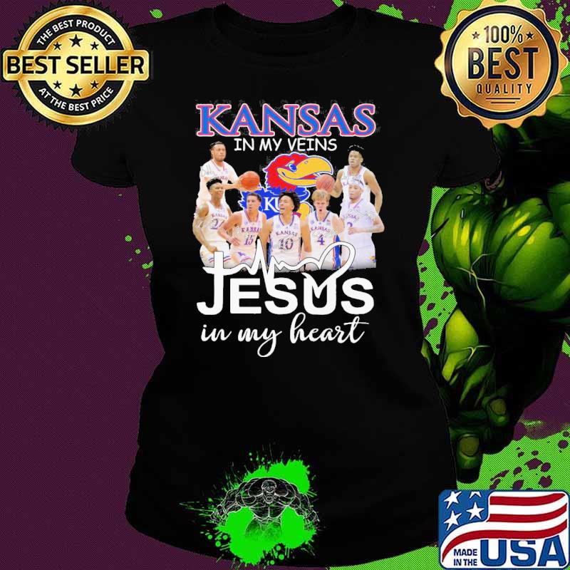 Kansas jayhawks in my Veins Jesus in my heart signatures s Ladies tee Kansas jayhawks in my Veins Jesus in my heart signatures s Ladies tee