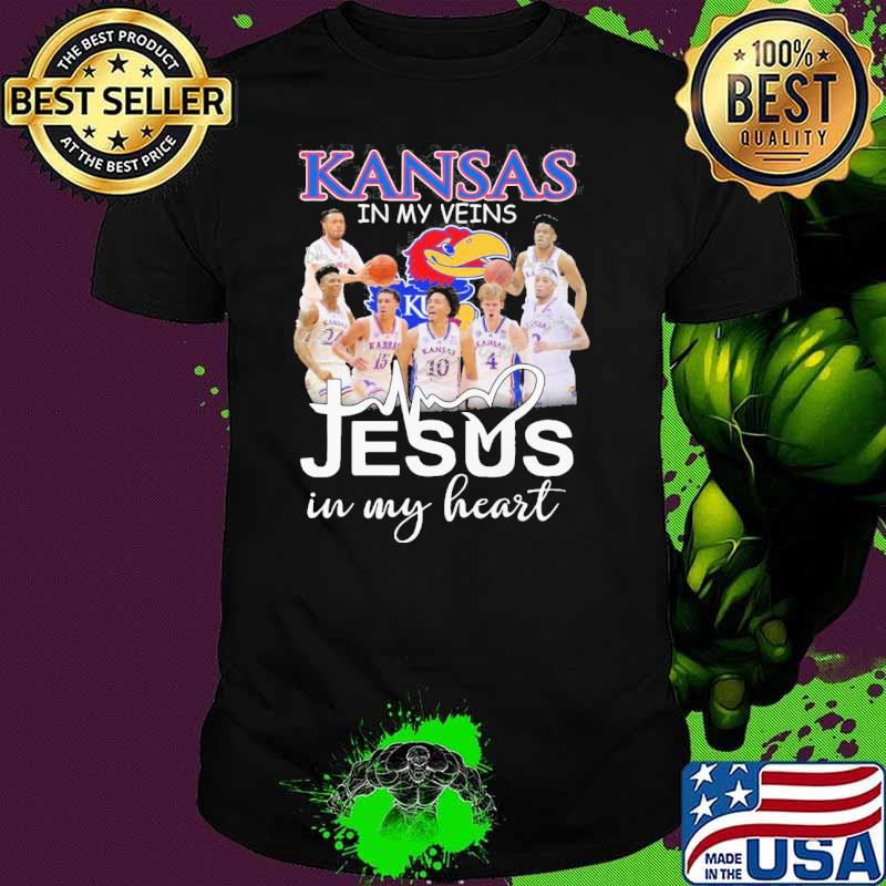 Kansas jayhawks in my Veins Jesus in my heart signatures shirt