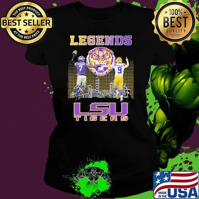 Legends LSU tigers Burrow Peterson signatures s Ladies tee Legends LSU tigers Burrow Peterson signatures s Ladies tee