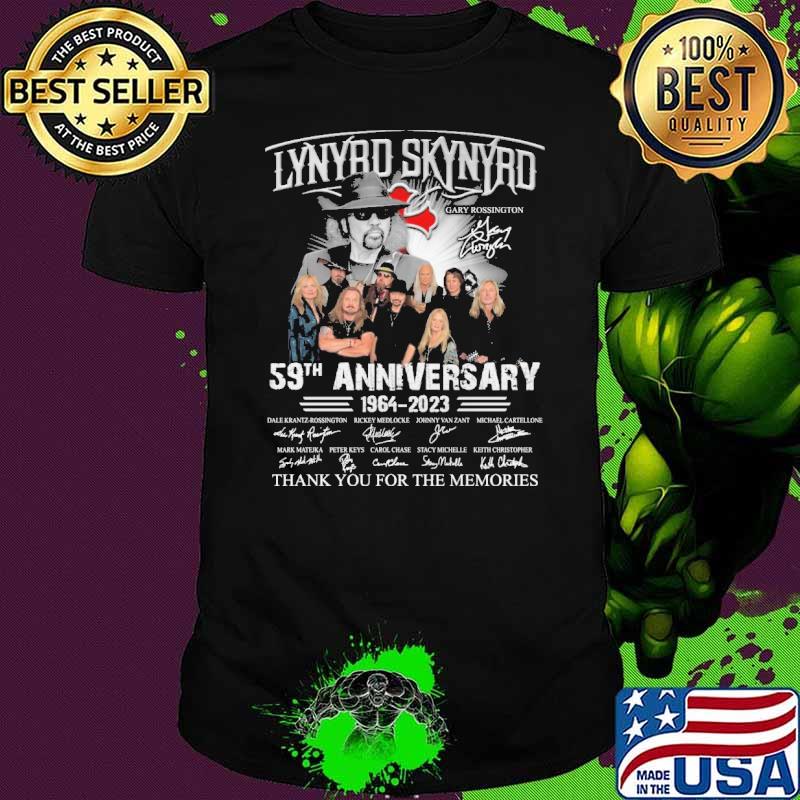 Lynyrd skynyrd Gary Rossington 59th anniversary 1964-2023 thank you for the memories signatures shirt