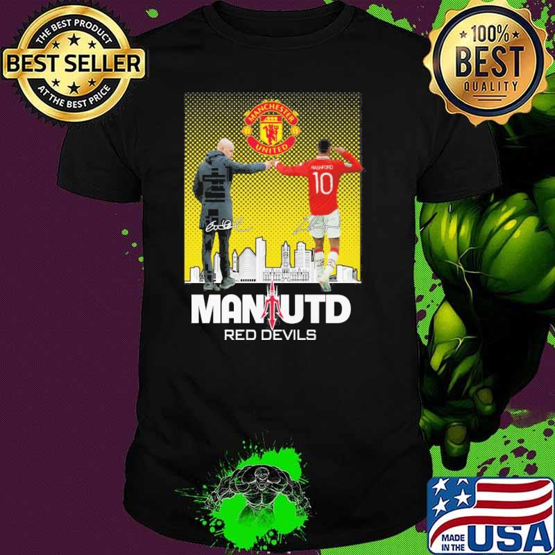 Manchester United Mantutd red devils signatures shirt